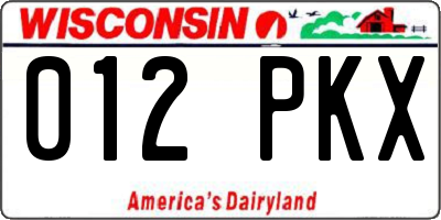 WI license plate 012PKX