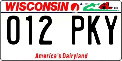 WI license plate 012PKY
