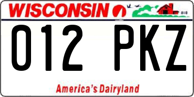 WI license plate 012PKZ