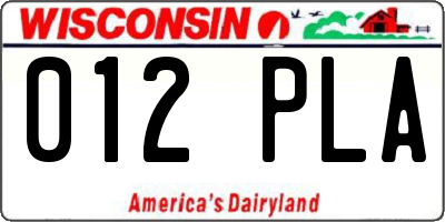 WI license plate 012PLA