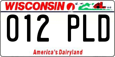 WI license plate 012PLD