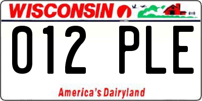 WI license plate 012PLE