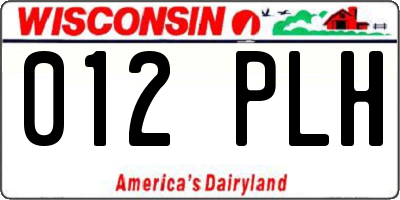 WI license plate 012PLH