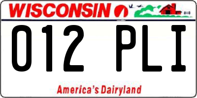WI license plate 012PLI