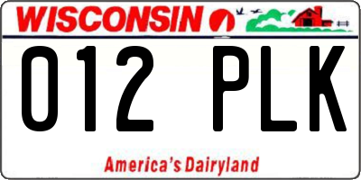 WI license plate 012PLK