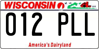 WI license plate 012PLL