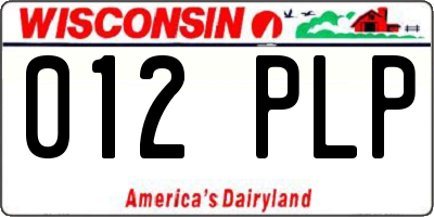 WI license plate 012PLP