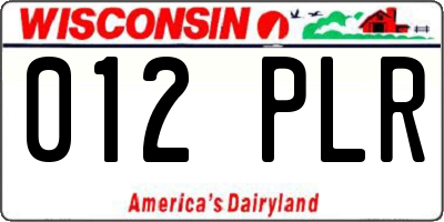 WI license plate 012PLR