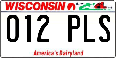 WI license plate 012PLS