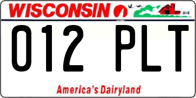 WI license plate 012PLT