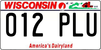 WI license plate 012PLU