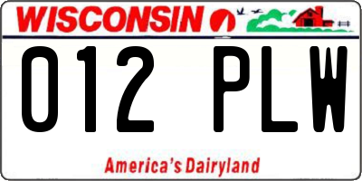 WI license plate 012PLW
