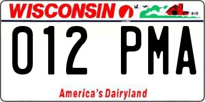 WI license plate 012PMA