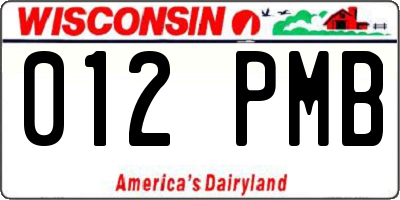 WI license plate 012PMB