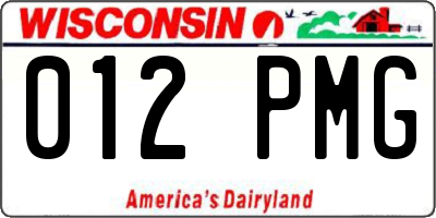 WI license plate 012PMG