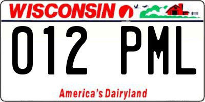 WI license plate 012PML