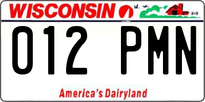 WI license plate 012PMN