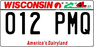 WI license plate 012PMQ