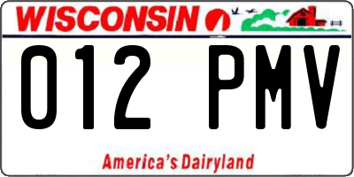 WI license plate 012PMV