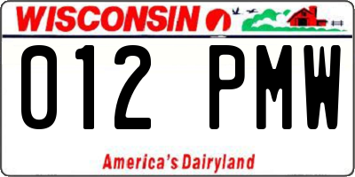 WI license plate 012PMW
