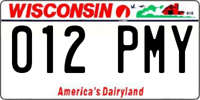 WI license plate 012PMY