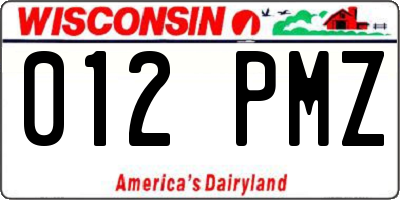 WI license plate 012PMZ