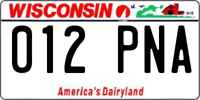 WI license plate 012PNA