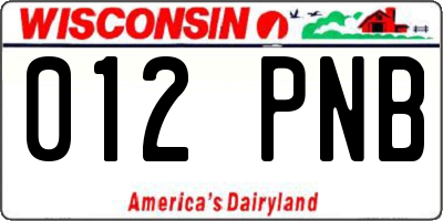 WI license plate 012PNB