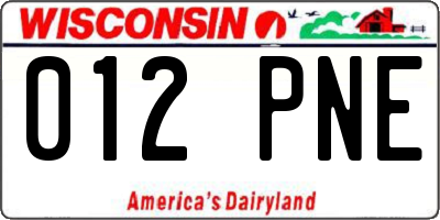 WI license plate 012PNE