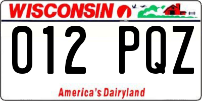WI license plate 012PQZ