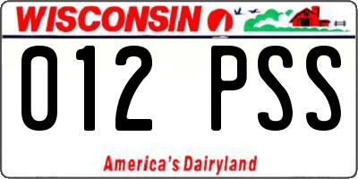 WI license plate 012PSS