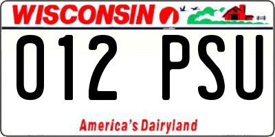 WI license plate 012PSU