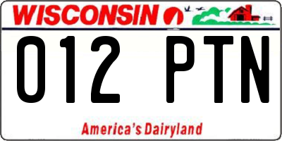 WI license plate 012PTN