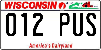 WI license plate 012PUS