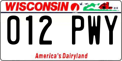 WI license plate 012PWY