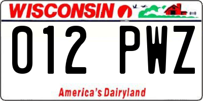 WI license plate 012PWZ