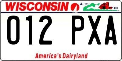 WI license plate 012PXA