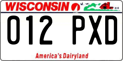 WI license plate 012PXD