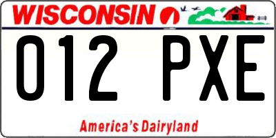 WI license plate 012PXE