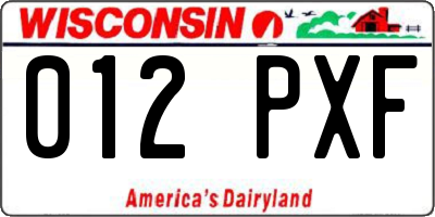 WI license plate 012PXF