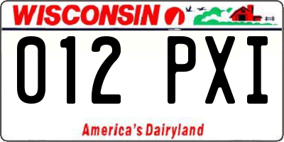WI license plate 012PXI