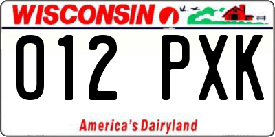 WI license plate 012PXK