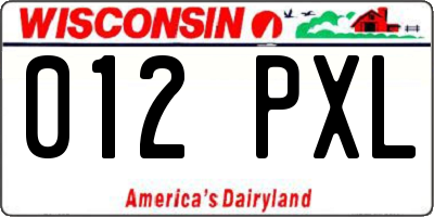 WI license plate 012PXL