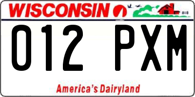WI license plate 012PXM