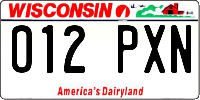 WI license plate 012PXN