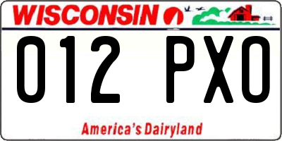 WI license plate 012PXO
