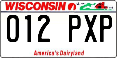 WI license plate 012PXP