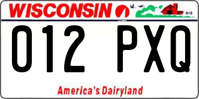WI license plate 012PXQ