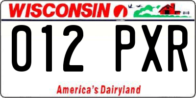 WI license plate 012PXR
