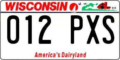 WI license plate 012PXS